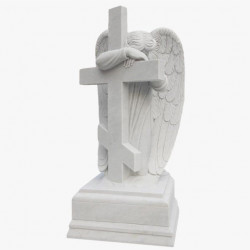 Скульптура из мрамора S_04 Ангел облокотившийся на крест
